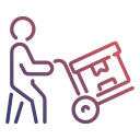 Man pushing a delivery box icon