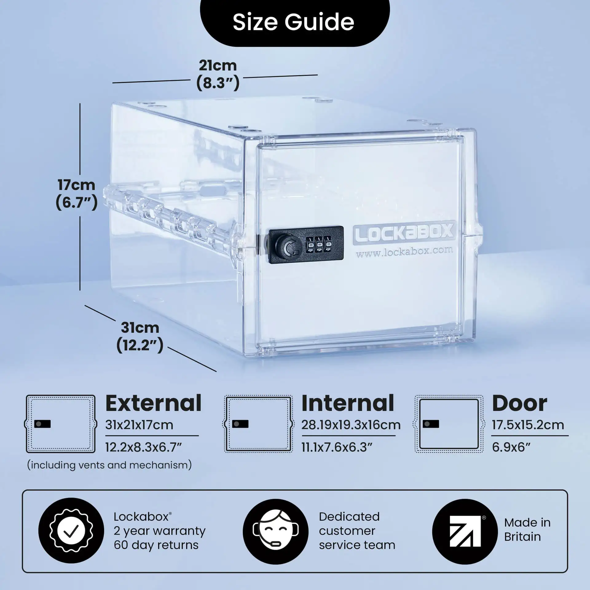 Lockabox One Feature Size Diagram