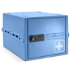 Blue lockable storage box