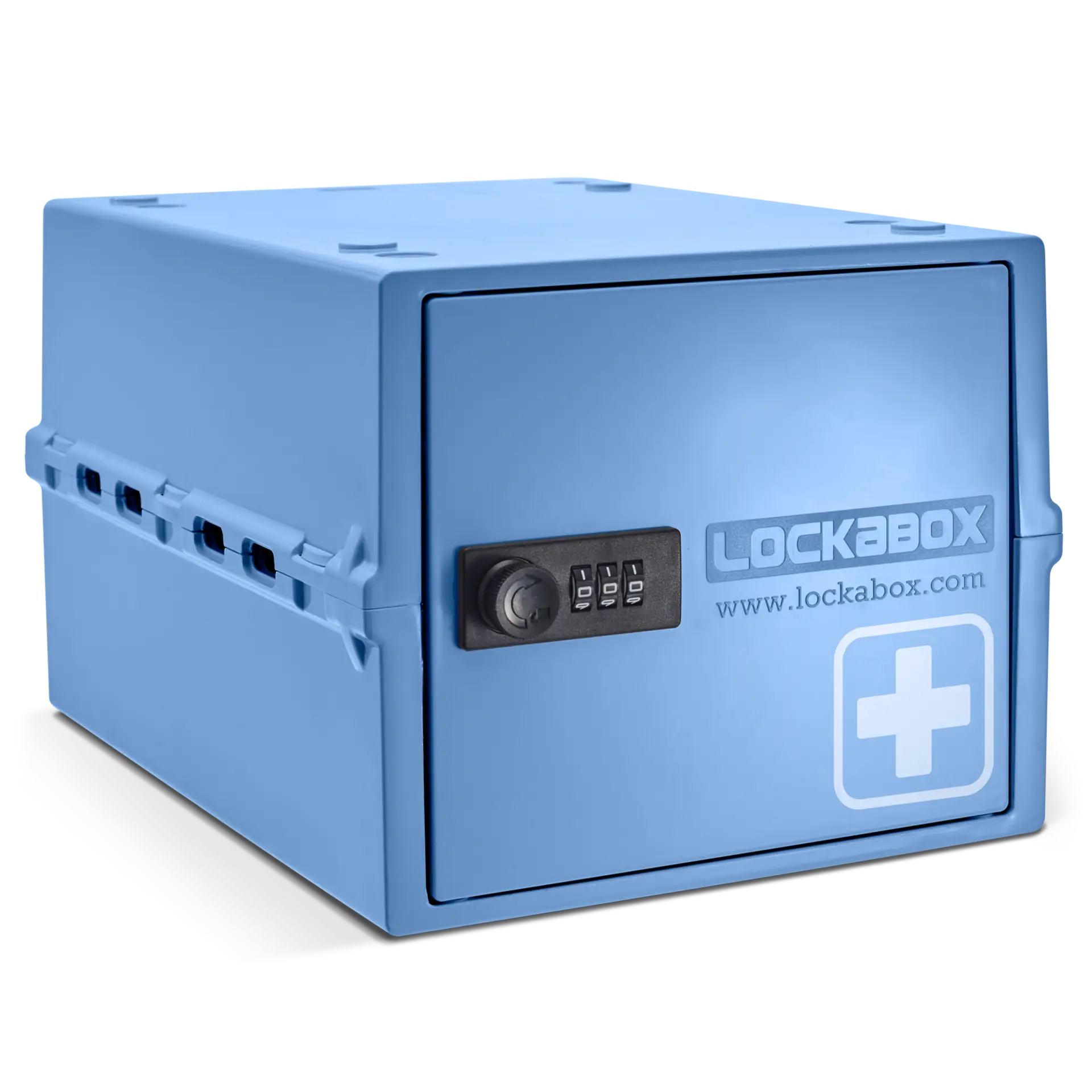 Blue lockable storage box