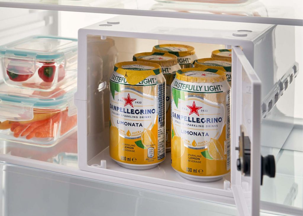 Lockable box in fridge keeping fizzy drinks safe from other house mates
